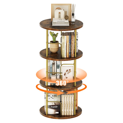 5-Tier Rotating Vertical Bookshelf — 360° Smooth Turntable, Stackable