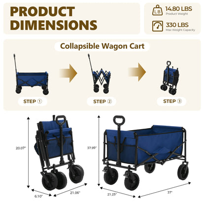 🔥🔥🔥Super Heavy‑Duty Folding Wagon, 300L Large Space 180KG Capacity Utility Cart with 7 Wheels for Camping & Gardening
