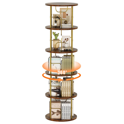 5-Tier Rotating Vertical Bookshelf — 360° Smooth Turntable, Stackable