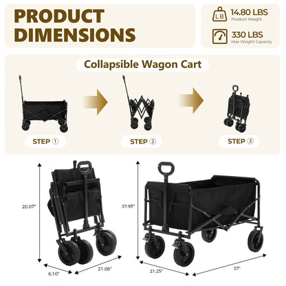 🔥🔥🔥Super Heavy‑Duty Folding Wagon, 300L Large Space 180KG Capacity Utility Cart with 7 Wheels for Camping & Gardening