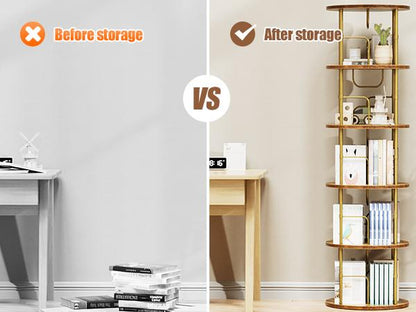 5-Tier Rotating Vertical Bookshelf — 360° Smooth Turntable, Stackable