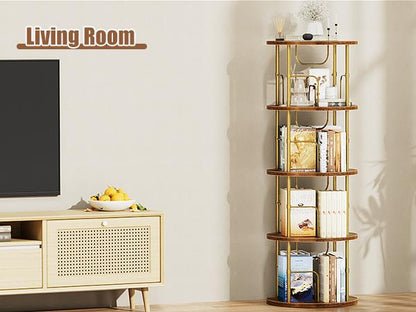 5-Tier Rotating Vertical Bookshelf — 360° Smooth Turntable, Stackable