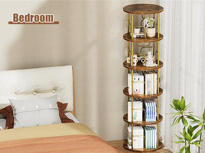5-Tier Rotating Vertical Bookshelf — 360° Smooth Turntable, Stackable